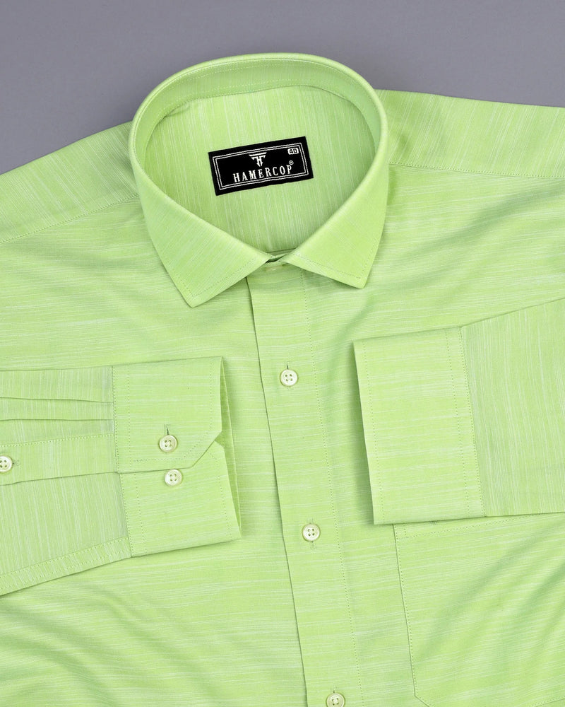 Guava Green Solid Linen Cotton Formal Shirt