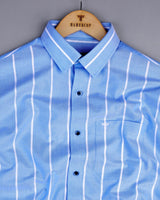 Argentina Blue With White Broad Stripe Oxford Cotton Shirt