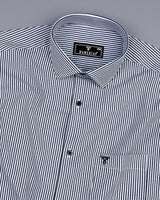 Lead Black With White Stripe Formal Cotton Shirt