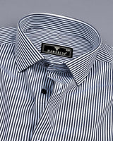 Lead Black With White Stripe Formal Cotton Shirt