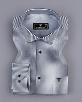 Lead Black With White Stripe Formal Cotton Shirt