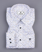 Helston White With Gray Printed Cotton Shirt