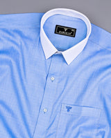 Mist Blue Dobby Textured Designer Cotton Shirt