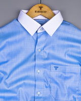 Mist Blue Dobby Textured Designer Cotton Shirt