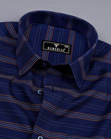 NavyBlue With Brown Weft Stripe Formal Cotton Shirt