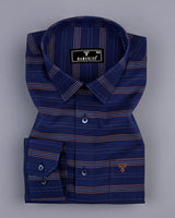 NavyBlue With Brown Weft Stripe Formal Cotton Shirt