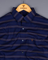 NavyBlue With Brown Weft Stripe Formal Cotton Shirt