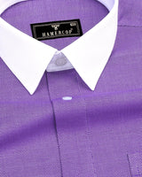 Indigo Purple With White Jacquard Texture Designer Cotton Shirt