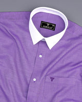 Indigo Purple With White Jacquard Texture Designer Cotton Shirt