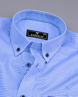 Boro SkyBlue With White Yarn Dyed Check Formal Cotton Shirt