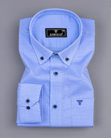 Boro SkyBlue With White Yarn Dyed Check Formal Cotton Shirt