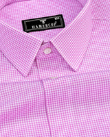 Nerium Pink With White Small Check Formal Cotton Shirt