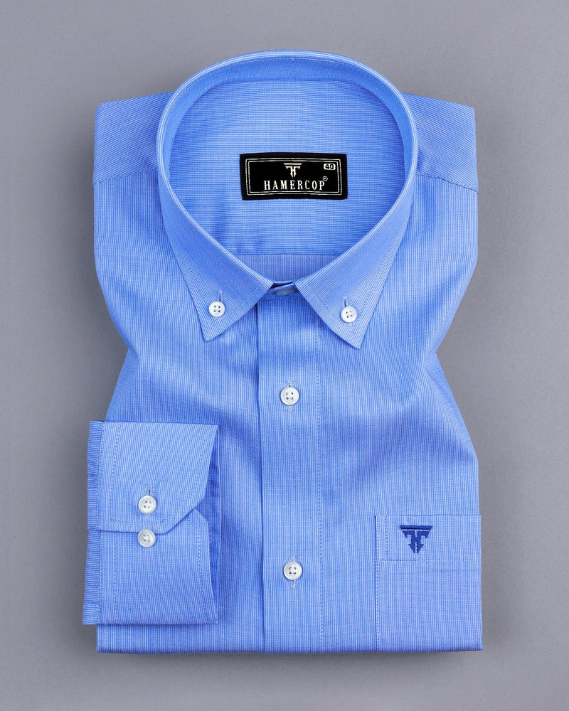 Portrait Blue Dobby Cotton Formal Shirt