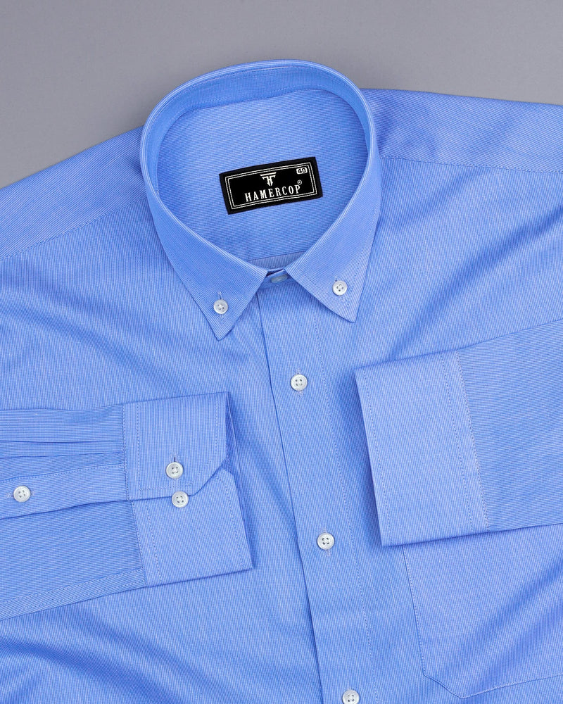 Portrait Blue Dobby Cotton Formal Shirt