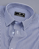 NavyBlue With White Stripe Dobby Cotton Formal Shirt