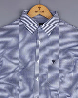 NavyBlue With White Stripe Dobby Cotton Formal Shirt