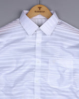 Galaxy White Self Weft Stripe Dobby Cotton Shirt