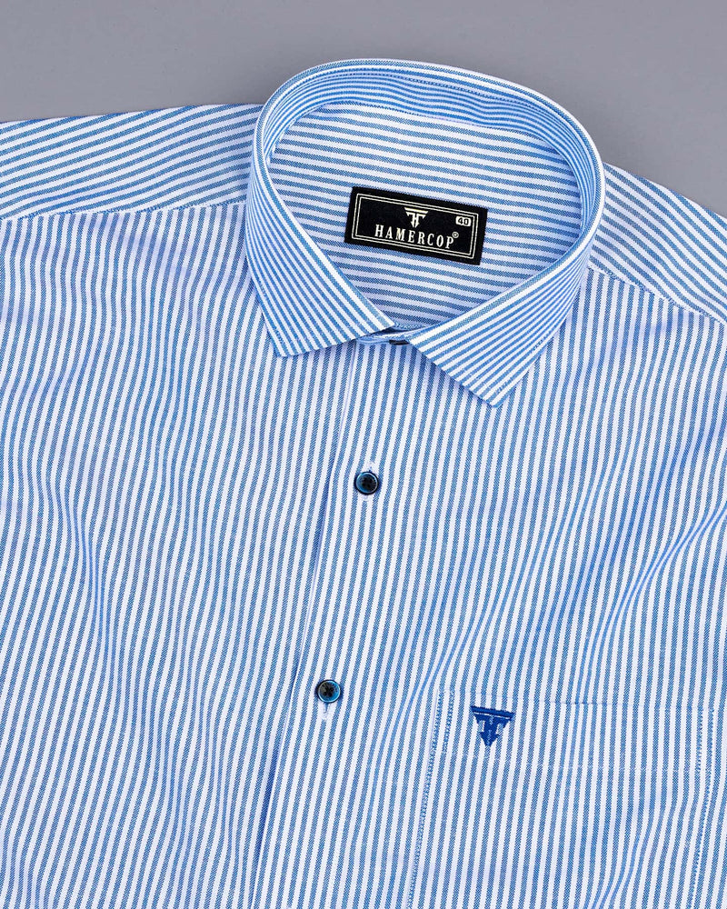 Belladon Blue Bengal Stripe Oxford Cotton Formal Shirt