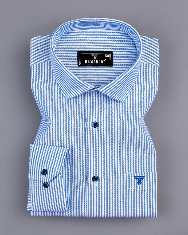 Belladon Blue Bengal Stripe Oxford Cotton Formal Shirt