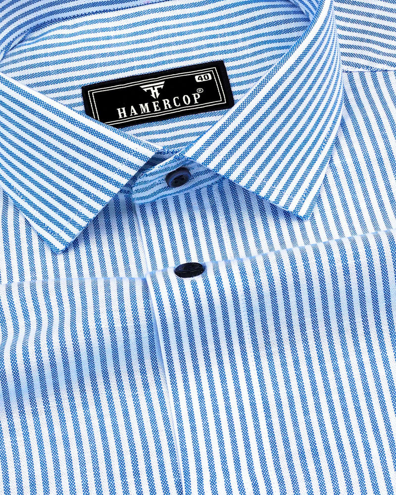 Belladon Blue Bengal Stripe Oxford Cotton Formal Shirt