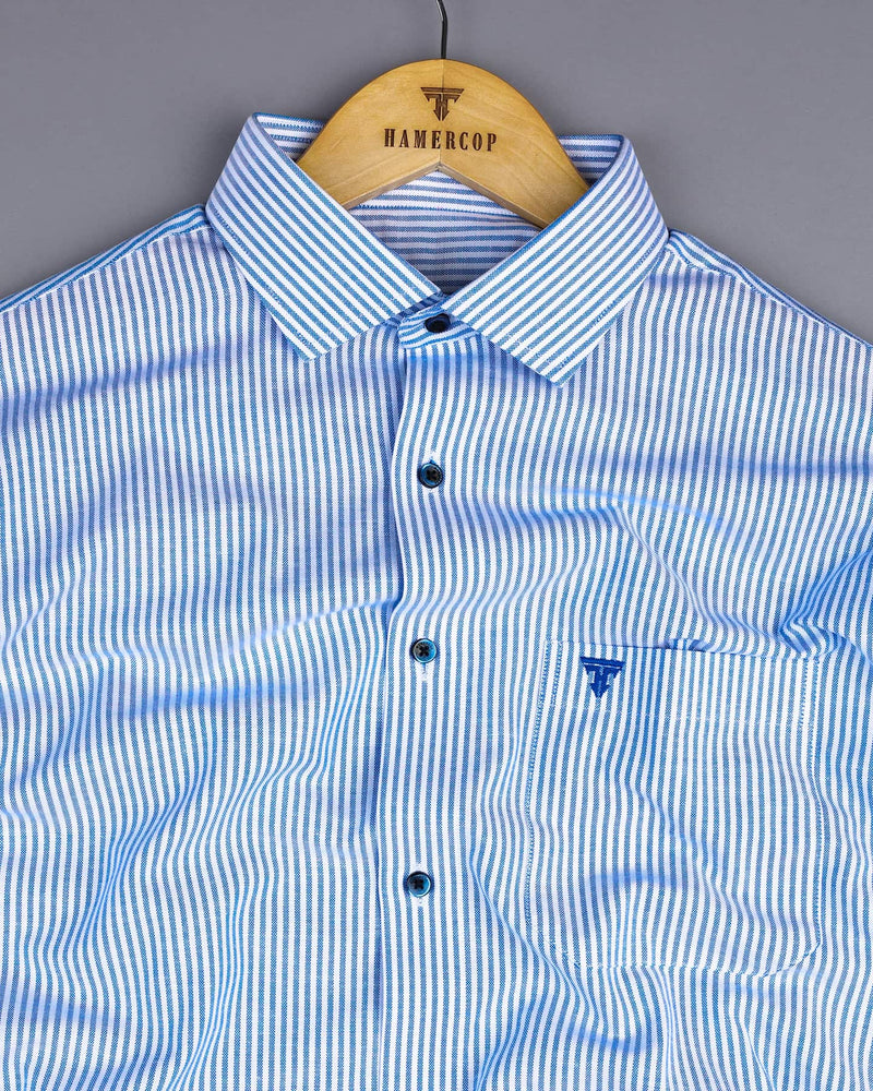 Belladon Blue Bengal Stripe Oxford Cotton Formal Shirt