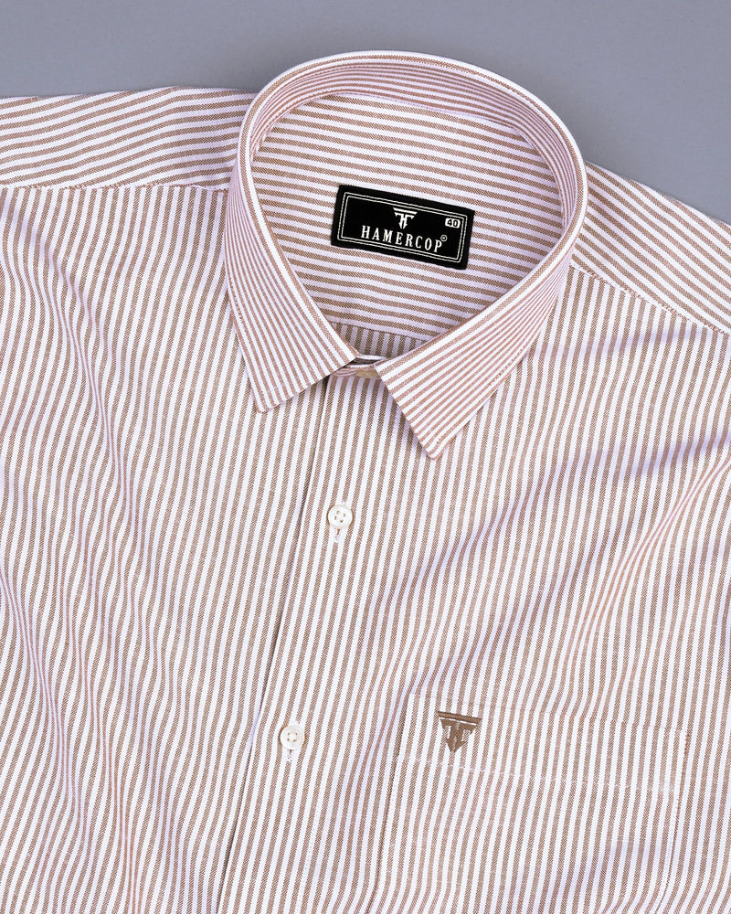 Belladon Cream Bengal Stripe Oxford Cotton Shirt