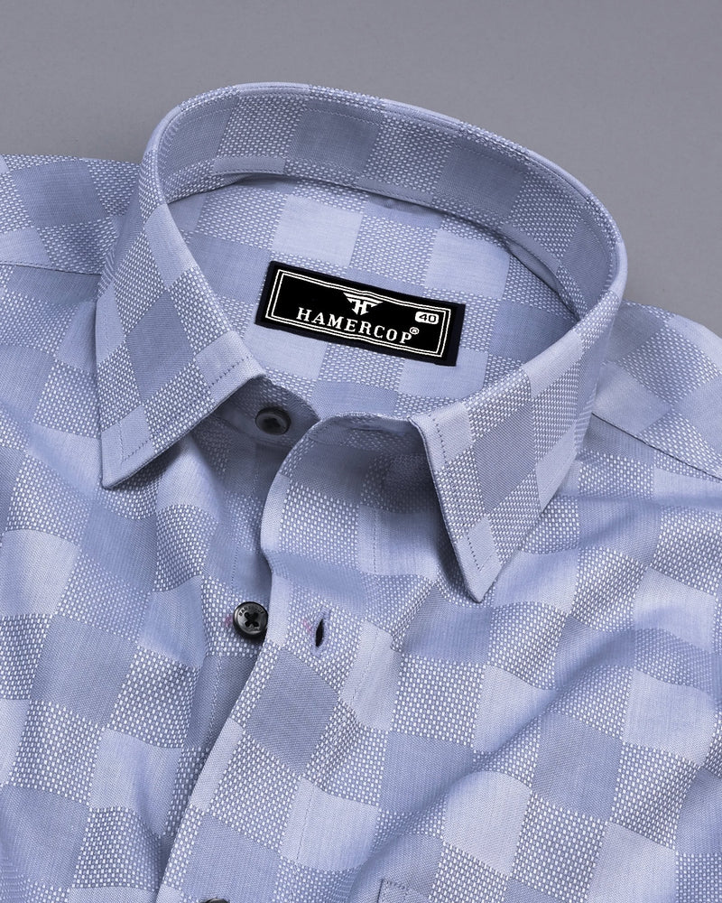 Shell Gray Dobby Check Premium Giza Shirt