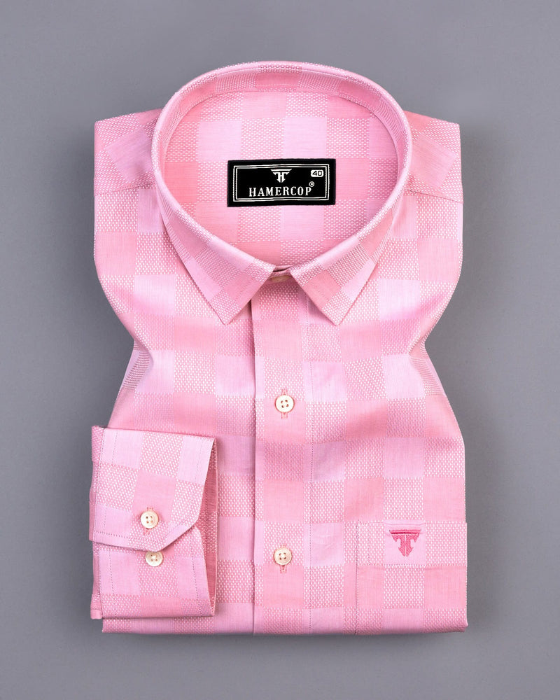 Shell Pink Dobby Check Premium Giza Shirt