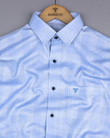 Shell Blue Dobby Check Premium Giza Shirt