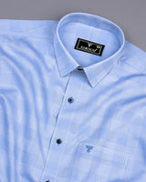 Shell Blue Dobby Check Premium Giza Shirt