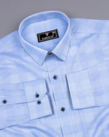 Shell Blue Dobby Check Premium Giza Shirt