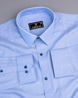 Emerson Blue With White Jacquard Premium Giza Shirt