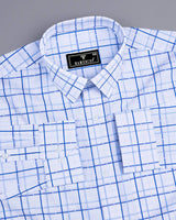 Tunis White With Blue Check Premium Giza Shirt