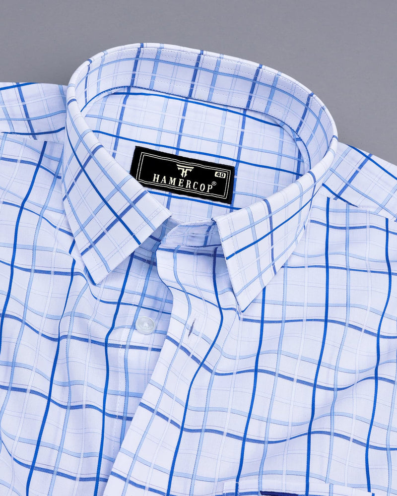 Tunis White With Blue Check Premium Giza Shirt