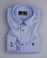 Floter Blue With White Houndstooth Premium Giza Shirt