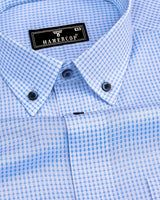 Athos Blue With White Dobby Check Premium Giza Shirt