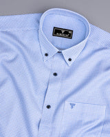 Athos Blue With White Dobby Check Premium Giza Shirt