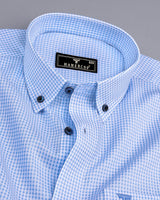 Athos Blue With White Dobby Check Premium Giza Shirt