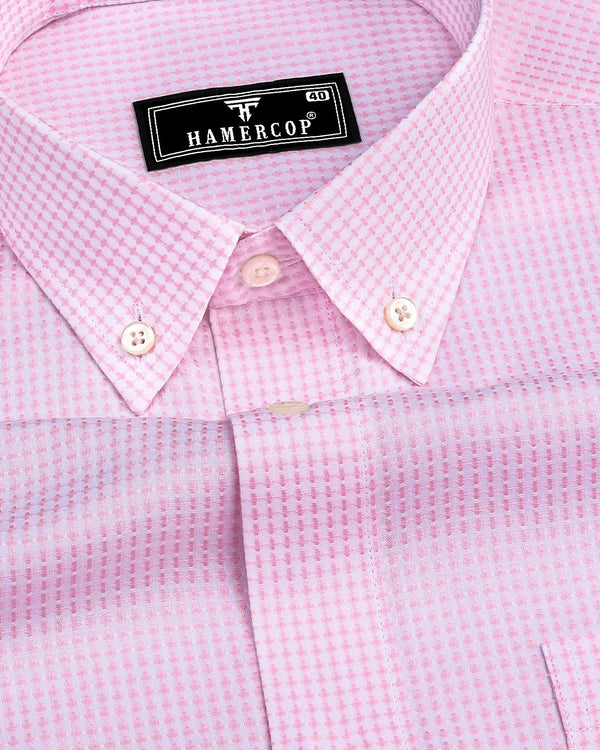 Athos Pink With White Dobby Check Premium Giza Shirt