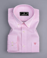 Athos Pink With White Dobby Check Premium Giza Shirt