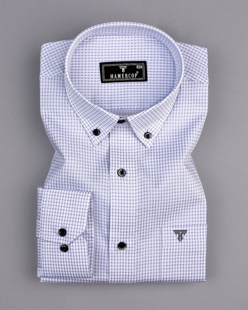 Athos Gray With White Dobby Check Premium Giza Shirt