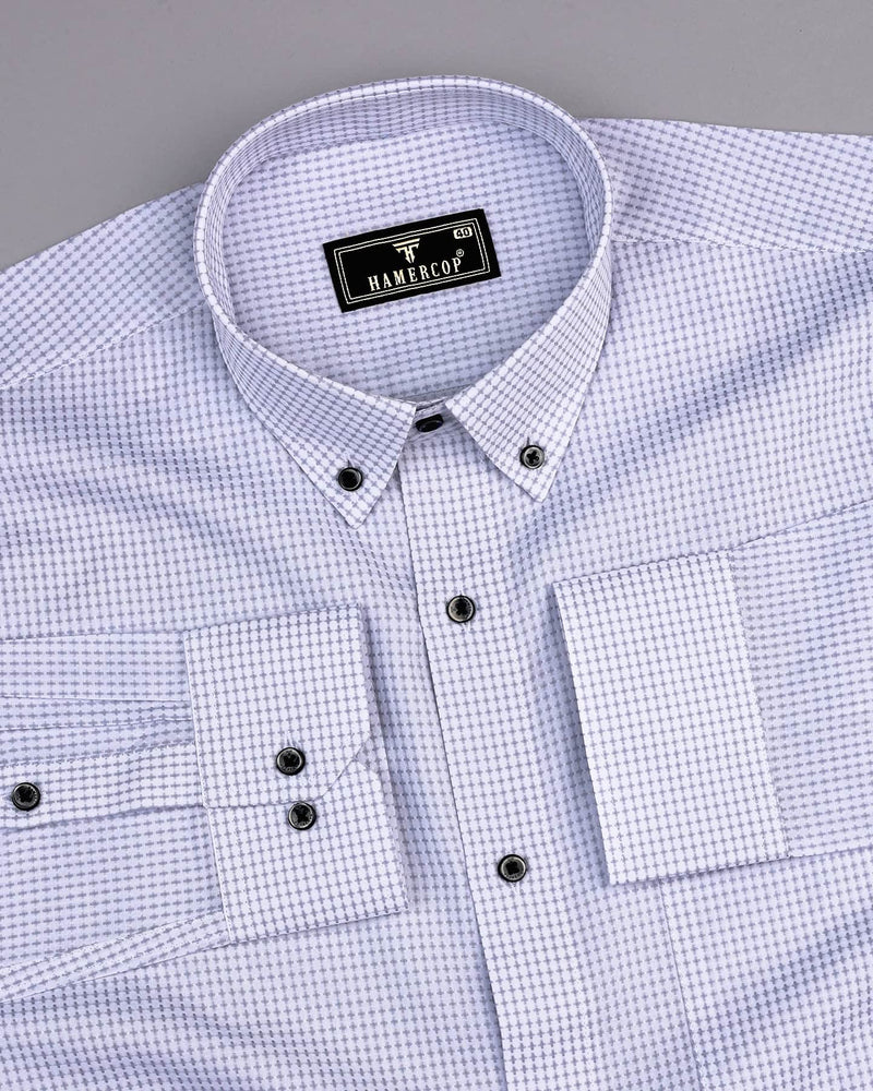 Athos Gray With White Dobby Check Premium Giza Shirt