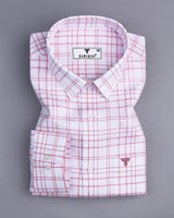 Weston Pink With White Dobby Check Premium Giza Shirt