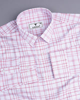 Weston Pink With White Dobby Check Premium Giza Shirt