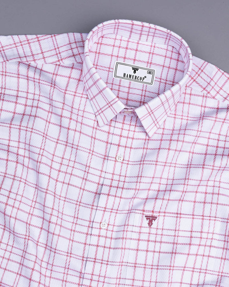 Weston Pink With White Dobby Check Premium Giza Shirt