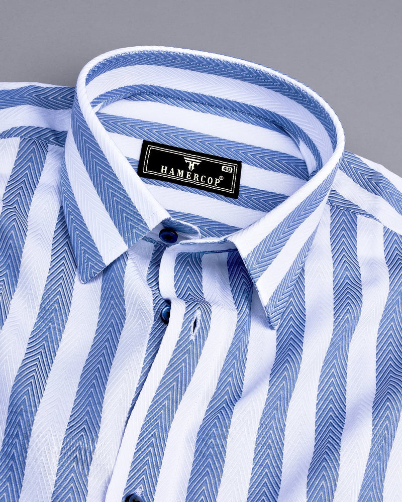 Stefan Blue With White Stripe Premium Giza Shirt