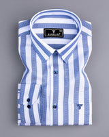 Stefan Blue With White Stripe Premium Giza Shirt