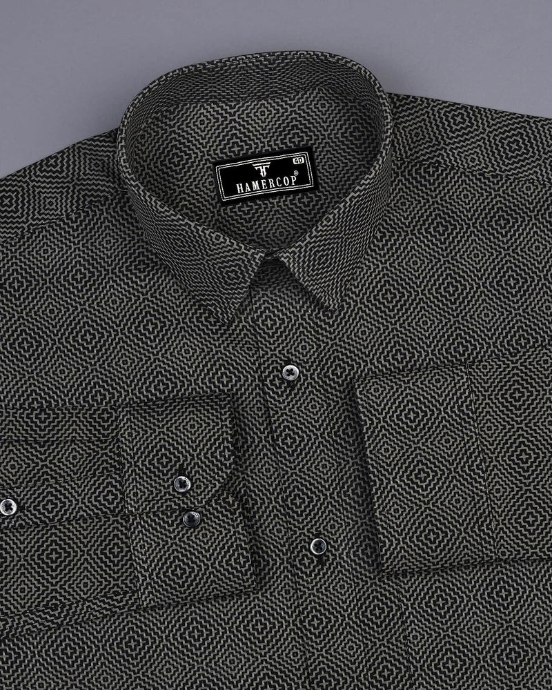 Benton Olive Green Dobby Texture Premium Giza Shirt