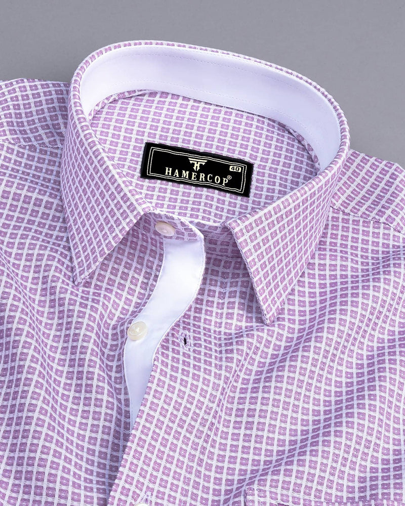 Aytos Purple With White Dobby Check Designer Cotton Shirt