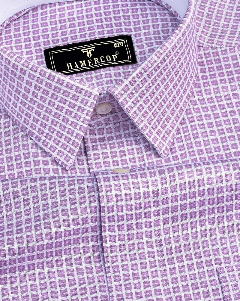 Aytos Purple With White Dobby Check Designer Cotton Shirt